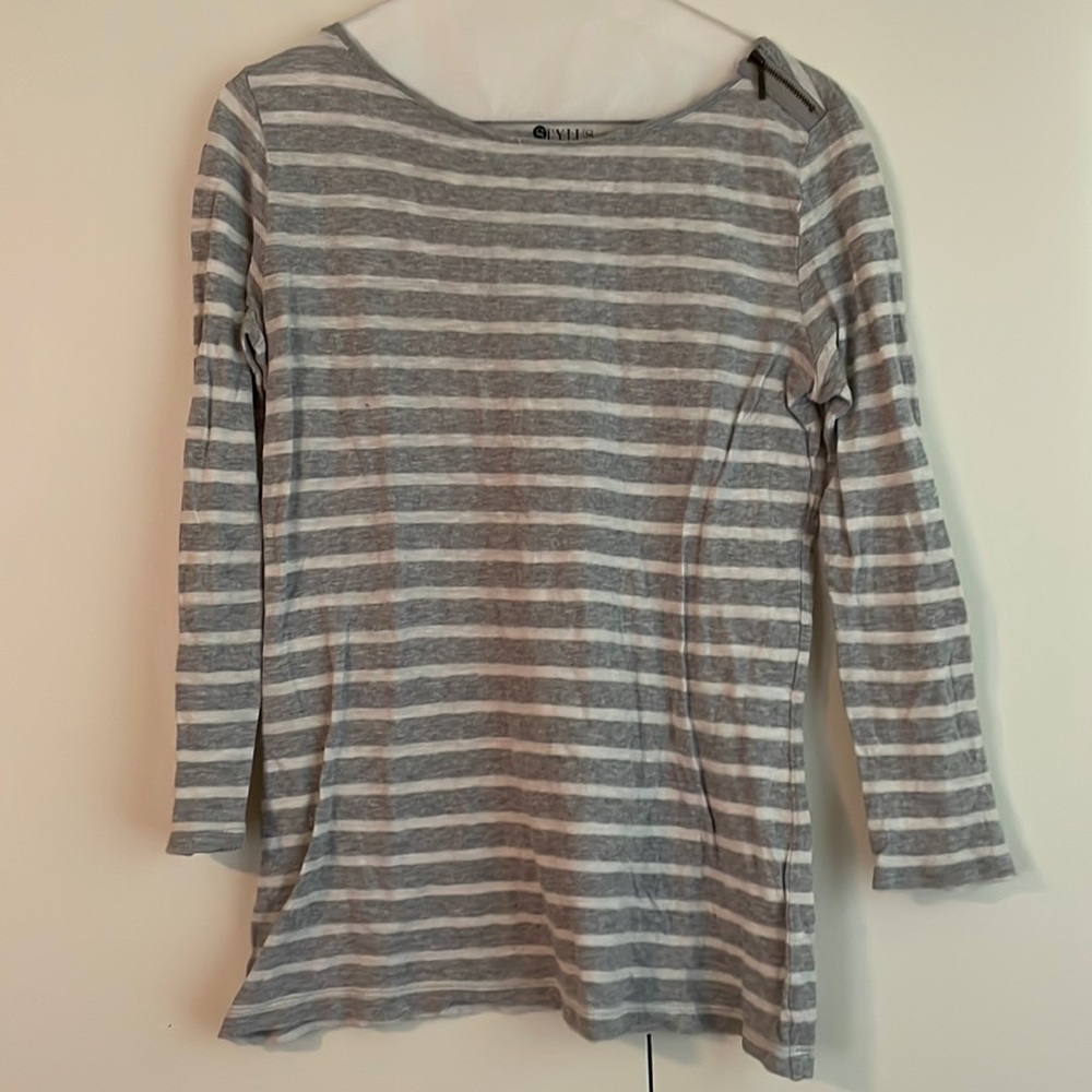 3/4 sleeve zipper shoulder top